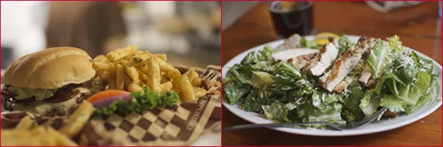 Burger and salad